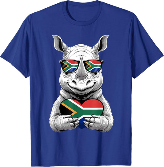South Africa Roots Rhino South African Flag T-Shirt - T-Shirt | Royal