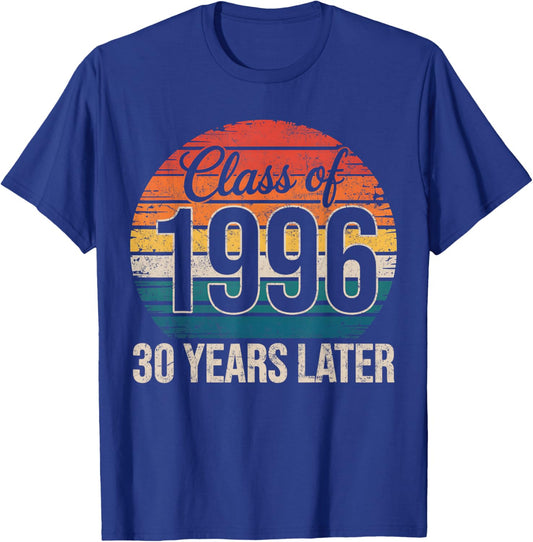 Vintage Class of 1996 30 Years Later Reunion 30th Graduation T-Shirt - T-Shirt | Royal