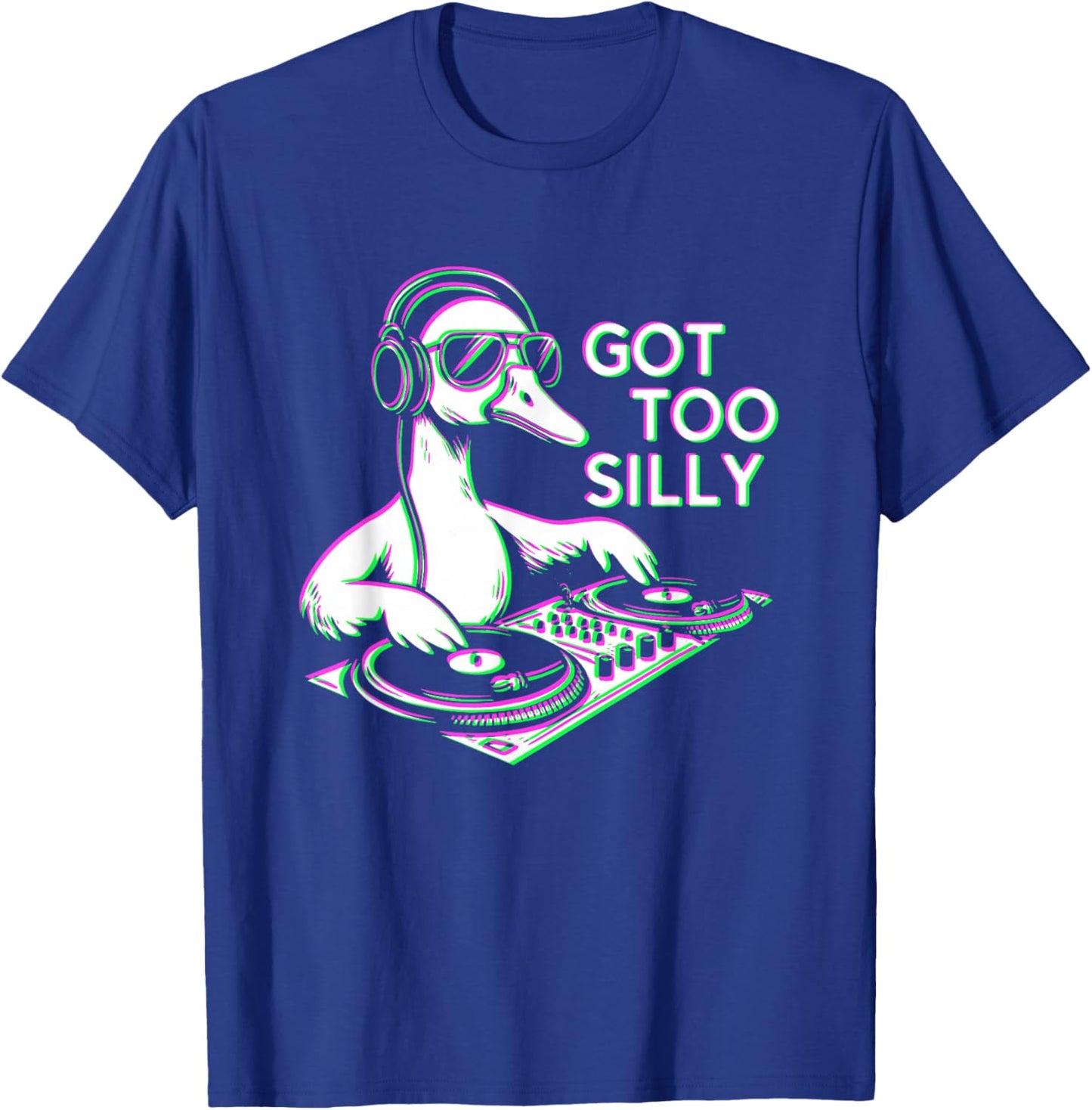 DJ Goose Got Too Silly Turntable Humor Spinning Vinyl Music T-Shirt - T-Shirt | Royal
