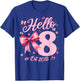 8th Birthday Girl Coquette Bow Hello Eight Est 2018 8 Yr Old T-Shirt - T-Shirt | Royal