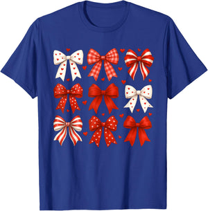 Cute Coquette Bow Heart Funny Valentines Day Women Girls T-Shirt - T-Shirt | Royal