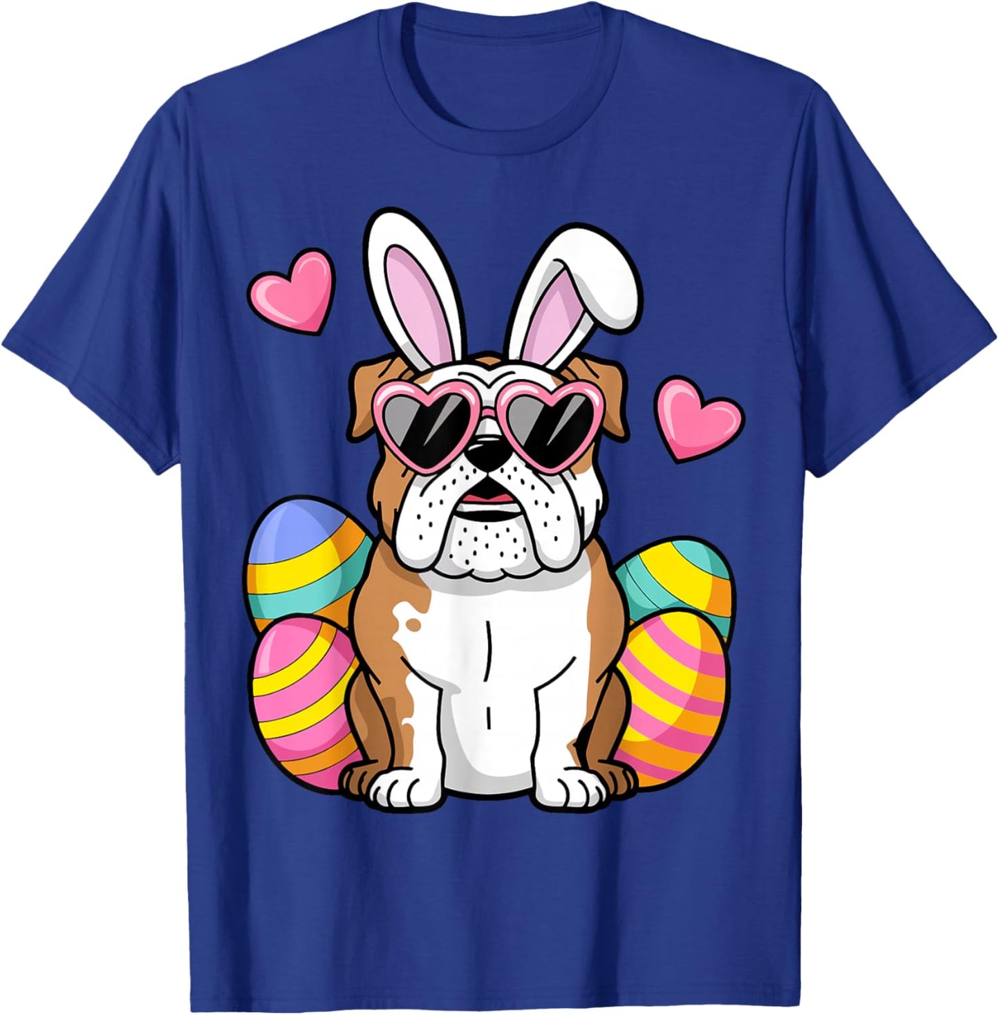 English Bulldog Dog Easter Day Ears Bunny Girls Kids Toddler T-Shirt - T-Shirt | Royal