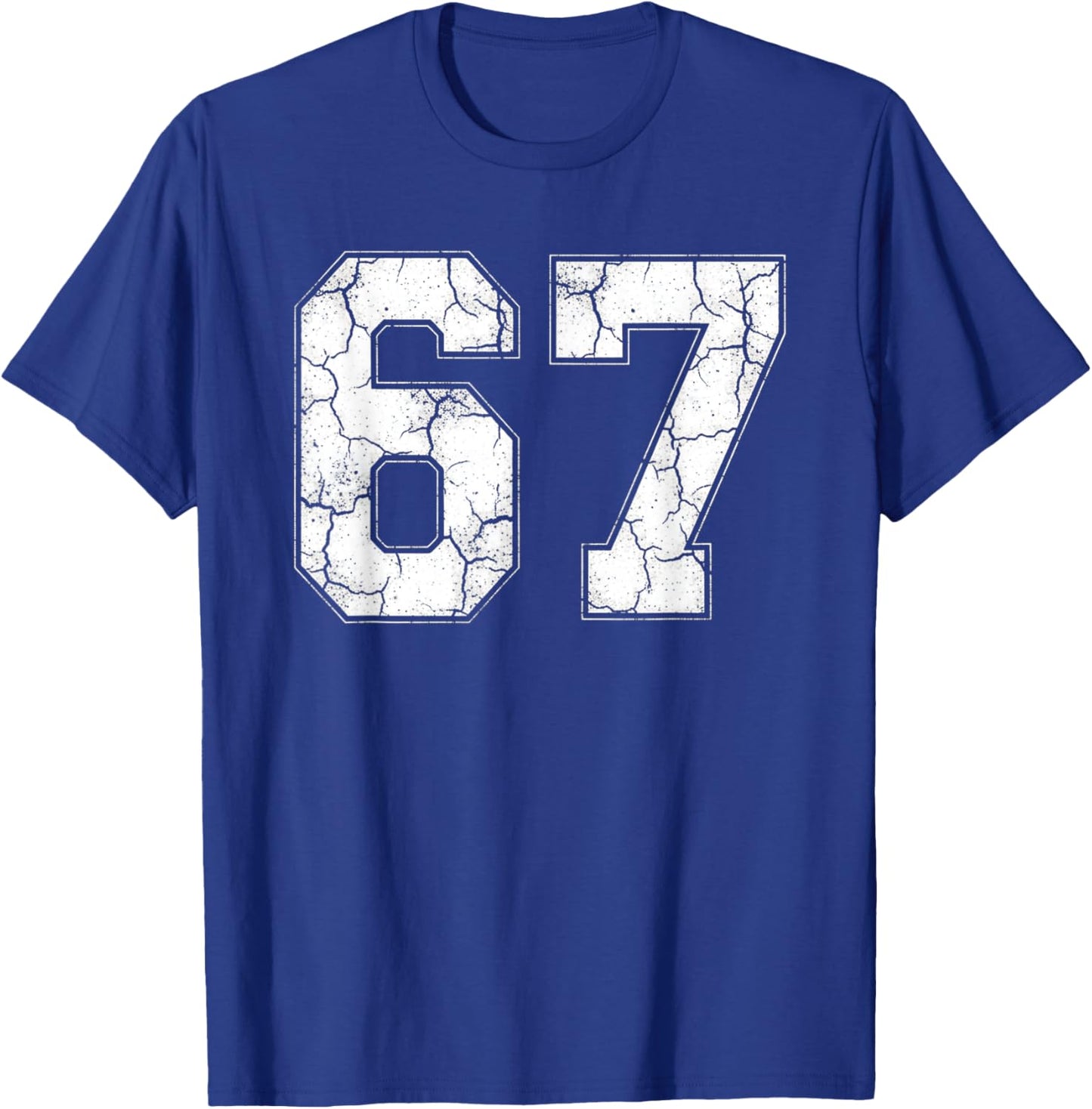Distressed Number 67 Jersey Player Six Seven Meme T-Shirt - T-Shirt | Royal