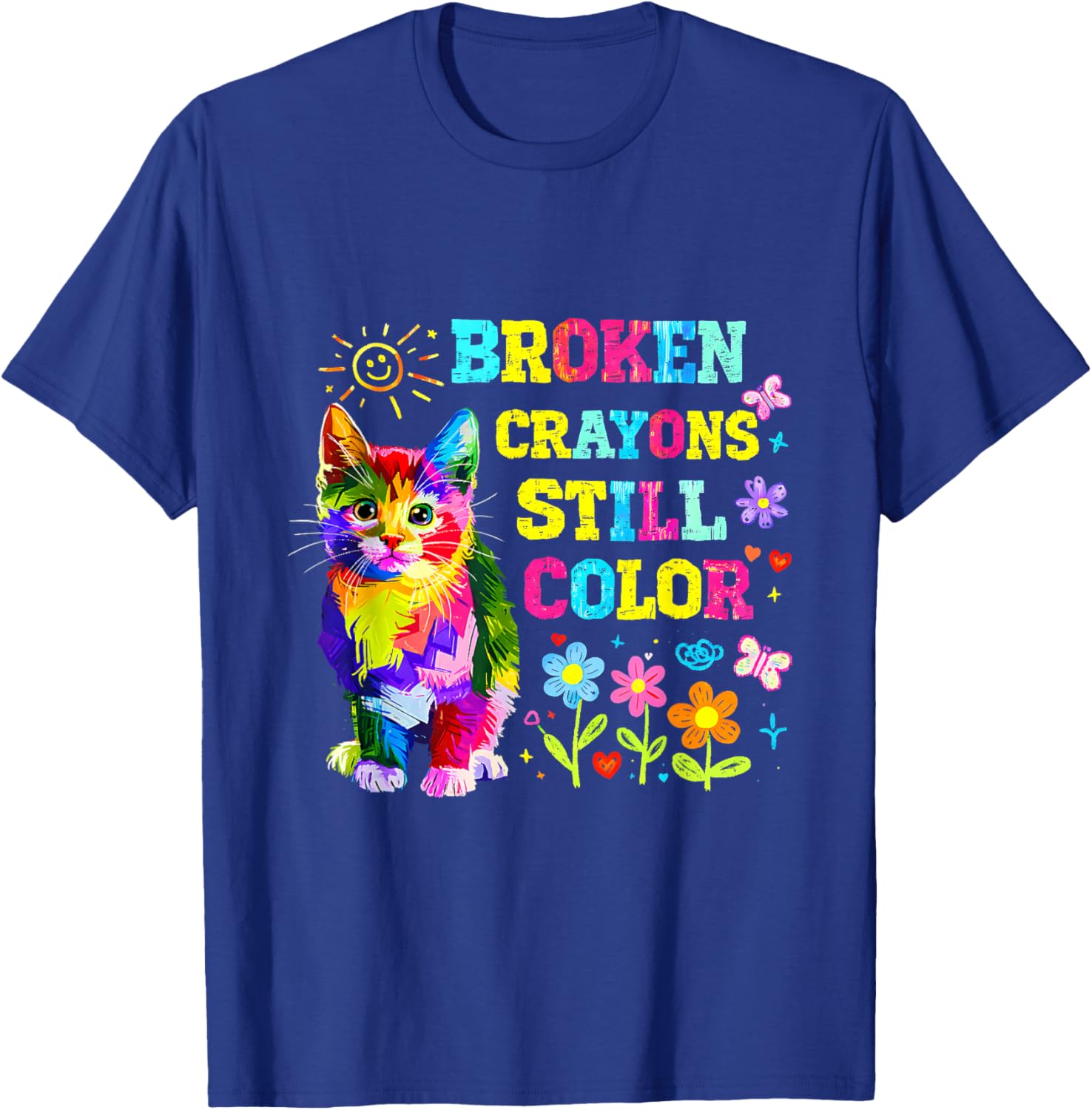 Autism Broken Crayons Still Color Unique Minds Shine Puzzle T-Shirt - T-Shirt | Royal