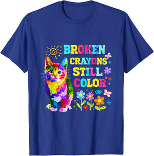 Autism Broken Crayons Still Color Unique Minds Shine Puzzle T-Shirt - T-Shirt | Royal