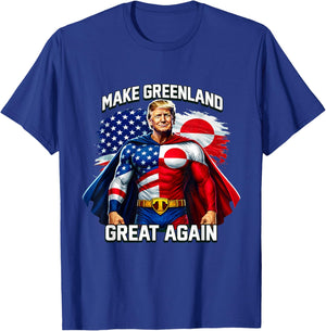 Make Greenland Great Again Superhero Graphic Patriot Flag T-Shirt - T-Shirt | Royal