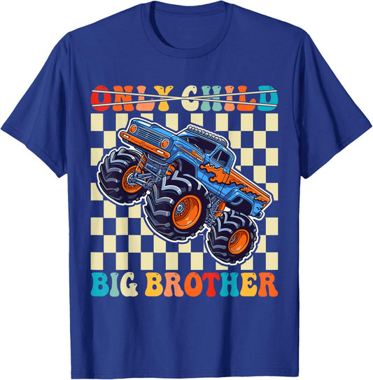 Funny Only Child Big Brother 2026 Monster Truck for Boy Boys T-Shirt - T-Shirt | Royal