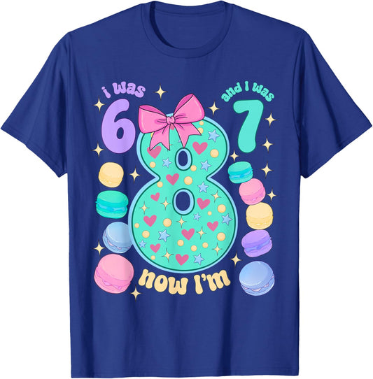 I was 6 I was 7 Now I'm 8th Birthday for Girl T-Shirt - T-Shirt | Royal