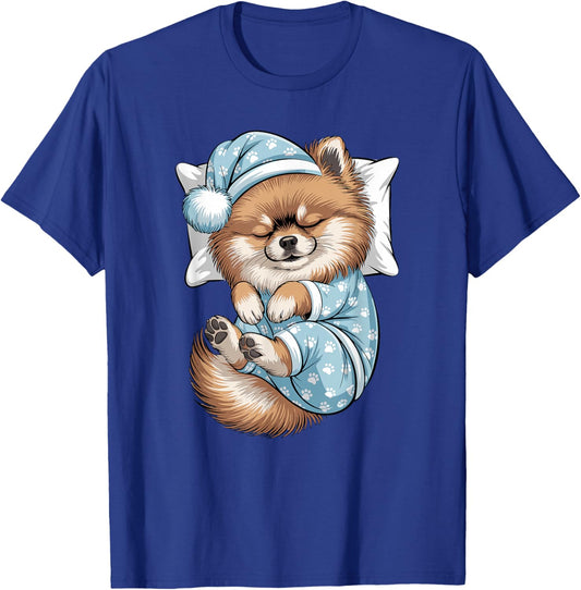 Funny Sleepy Pomeranian Pajama Dog Lover Men Woman Kids T-Shirt - T-Shirt | Royal