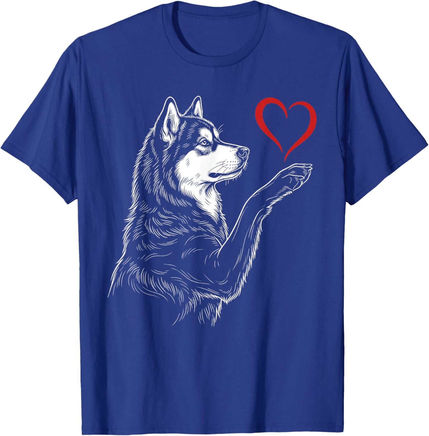 Alaskan Malamute Lover Dog Art Holding Heart Valentines T-Shirt - T-Shirt | Royal