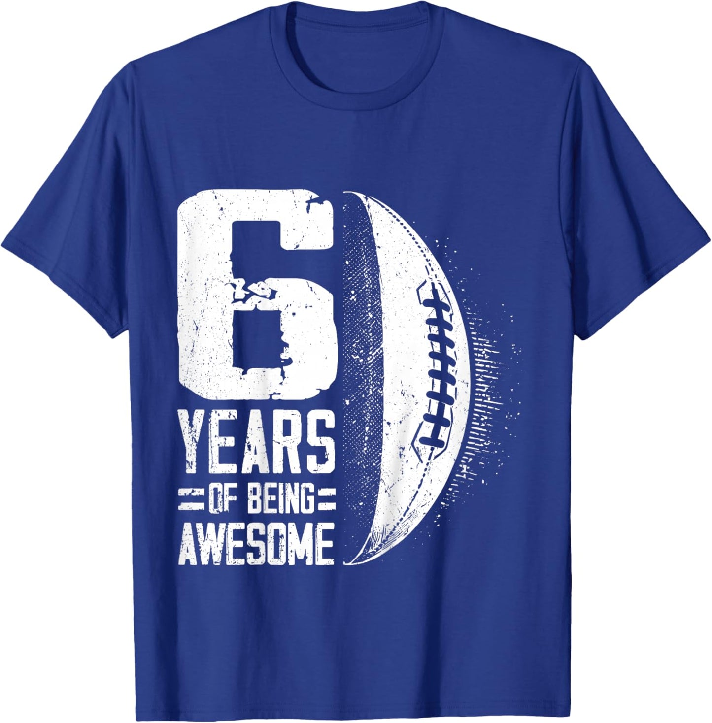 6th Birthday Retro Rugby Player 6 Years Old Boy Girl T-Shirt - T-Shirt | Royal
