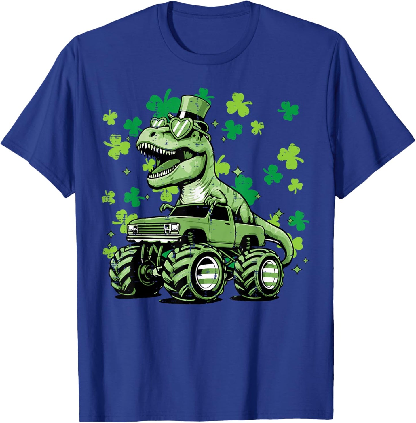 St Patricks Day Truck Dino Trex Irish Toddler Boy Kids Youth T-Shirt - T-Shirt | Royal