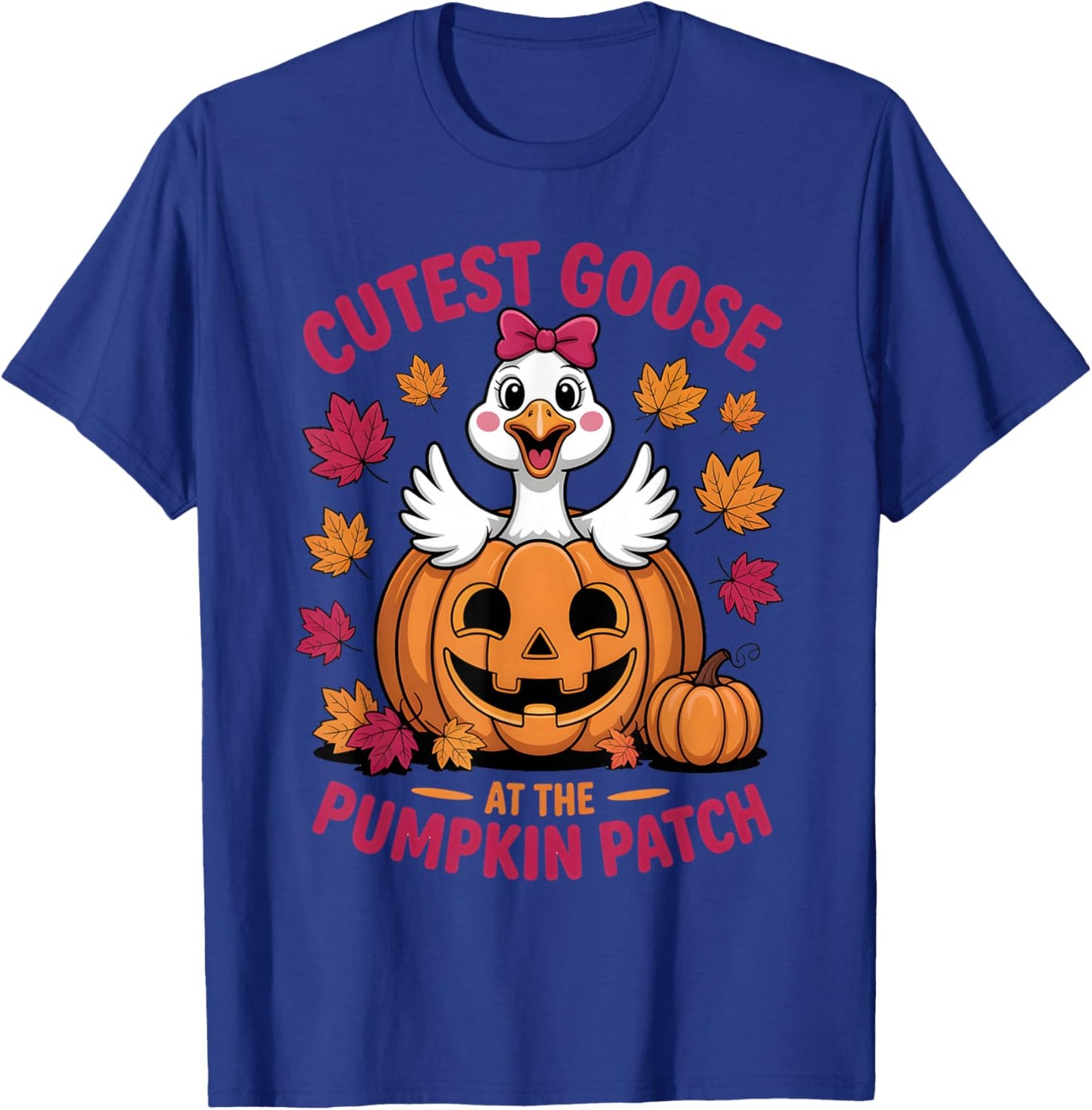 Cutest Goose at The Pumpkin Patch Funny Fall Thanksgiving T-Shirt - T-Shirt | Royal