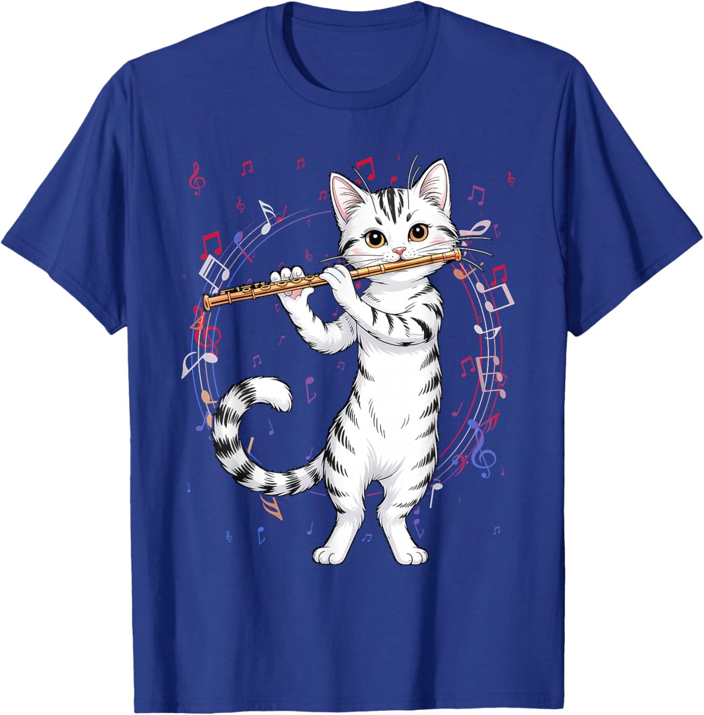 Funny Cat Wearing Sunglasses Playing Flute T-Shirt - T-Shirt | Royal