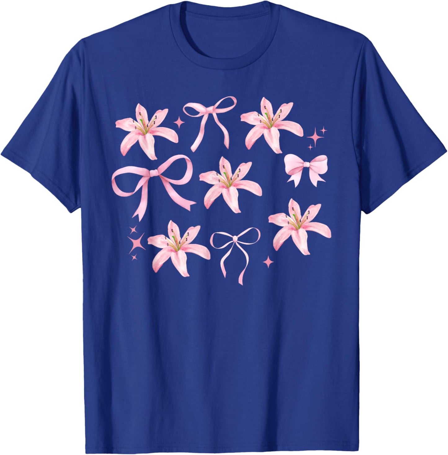 Pink Coquette Bow Lily Flower Botanical Garden Plant Lover T-Shirt - T-Shirt | Royal