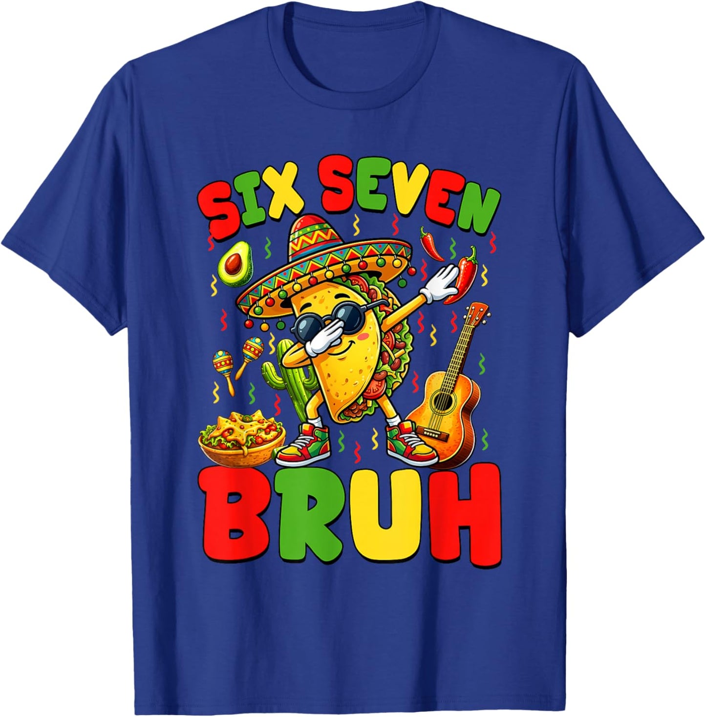 Six Seven Bruh Tacos Dabbing Cinco De Mayo Mexican Boys Kids T-Shirt - T-Shirt | Royal