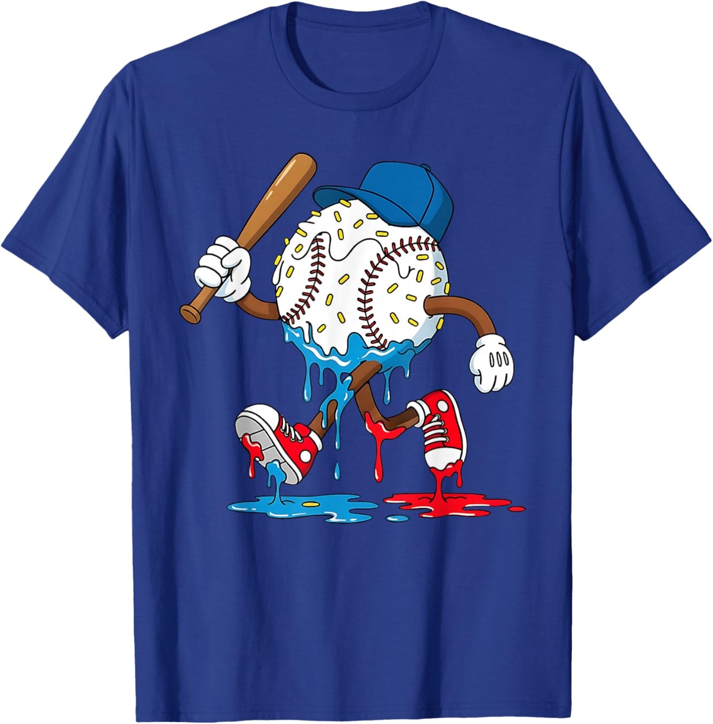 Ice Cream Drip Baseball Spots Baseball Lifestyle Boys Girls T-Shirt - T-Shirt | Royal