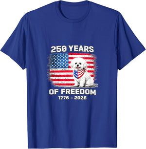 250 Years America Anniversary Bichon Frise 250th Anniversary T-Shirt - T-Shirt | Royal