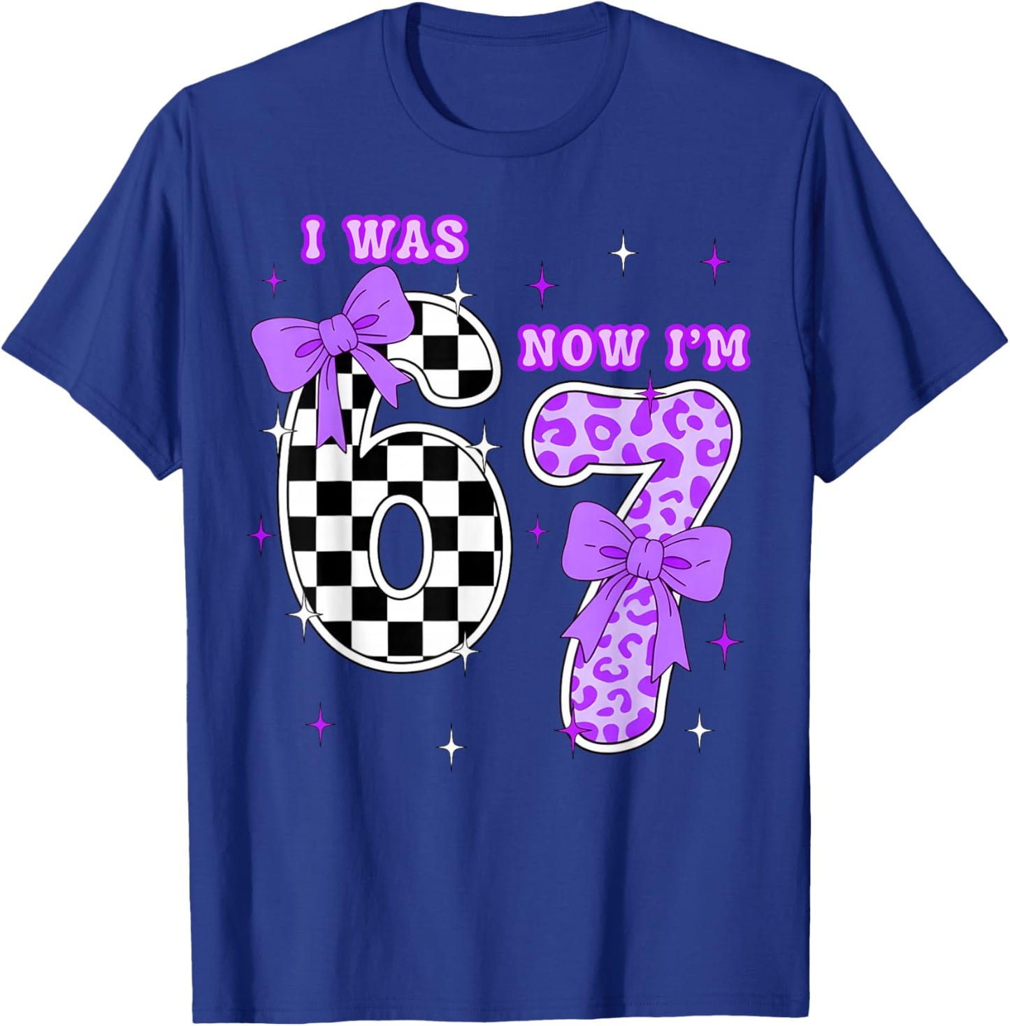 7th Birthday Girl Shirt I was 6 Now I’m 7 Shirt 7 Years Old T-Shirt - T-Shirt | Royal