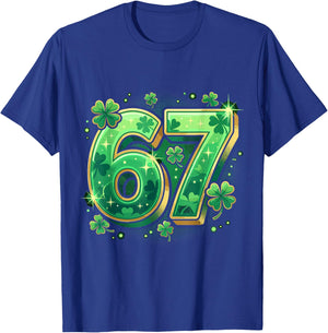 Six Seven 67 Funny St Patricks Day Shamrock Meme Men Women T-Shirt - T-Shirt | Royal