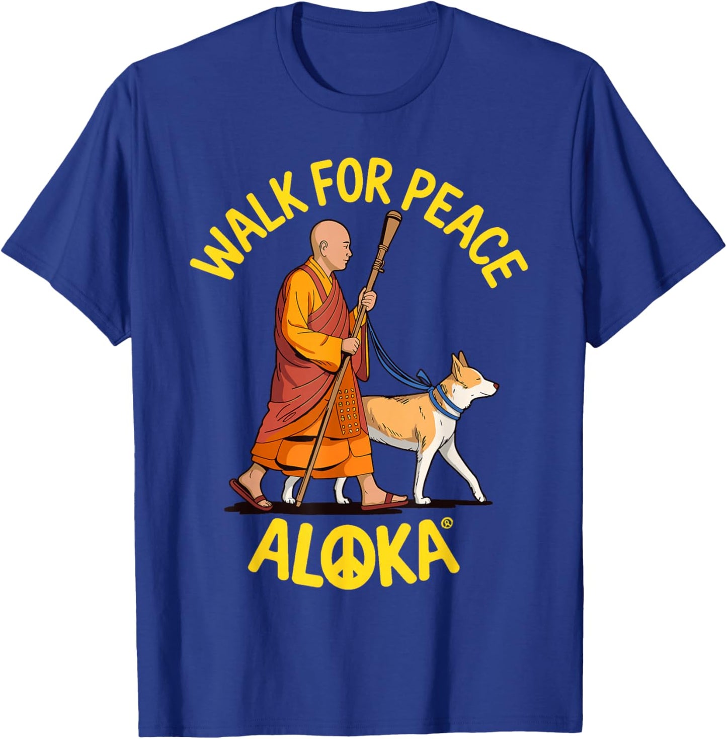 Walk for Peace Monks with Aloka Dog T-Shirt - T-Shirt | Royal