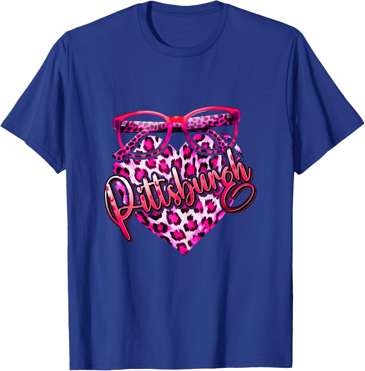 Pittsburgh Leopard Heart Pink Sunglasses Cool Stylish Women T-Shirt - T-Shirt | Royal