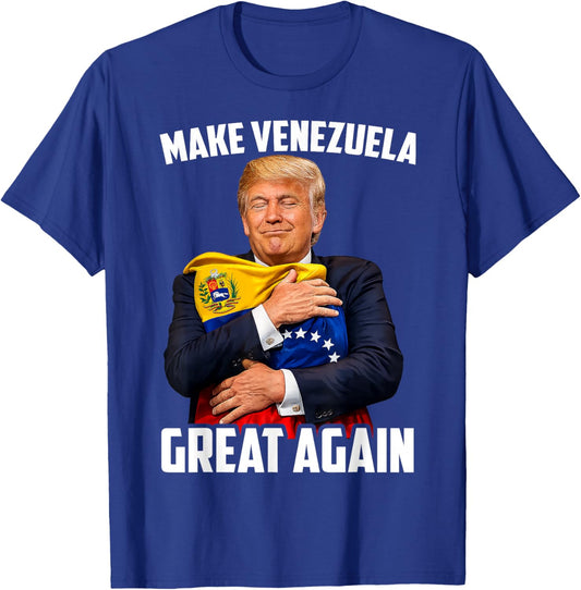 American Venezuela Flag Support Freedom Equality Venezuelan T-Shirt - T-Shirt | Royal