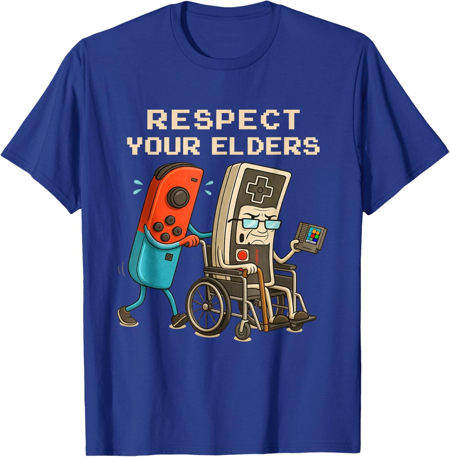 Respect Your Elders Retro Gaming Funny Gamer Controller T-Shirt - T-Shirt | Royal