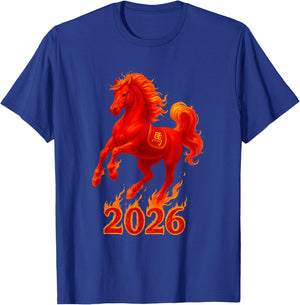 Chinese New Year 2026 Fire Horse Lunar Zodiac Red Horse T-Shirt - T-Shirt | Royal