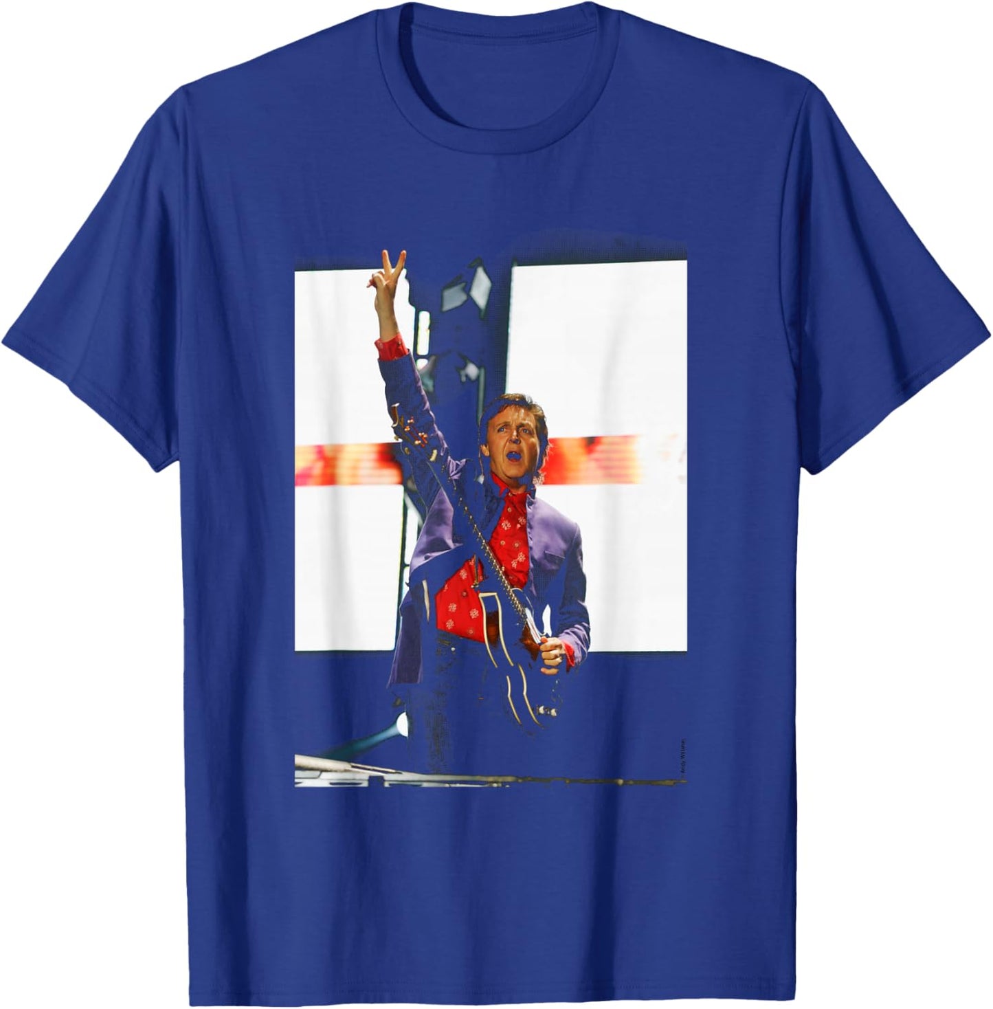 The Beatles Bass Player Paul McCartney Glasto Andy Willsher T-Shirt - T-Shirt | Royal