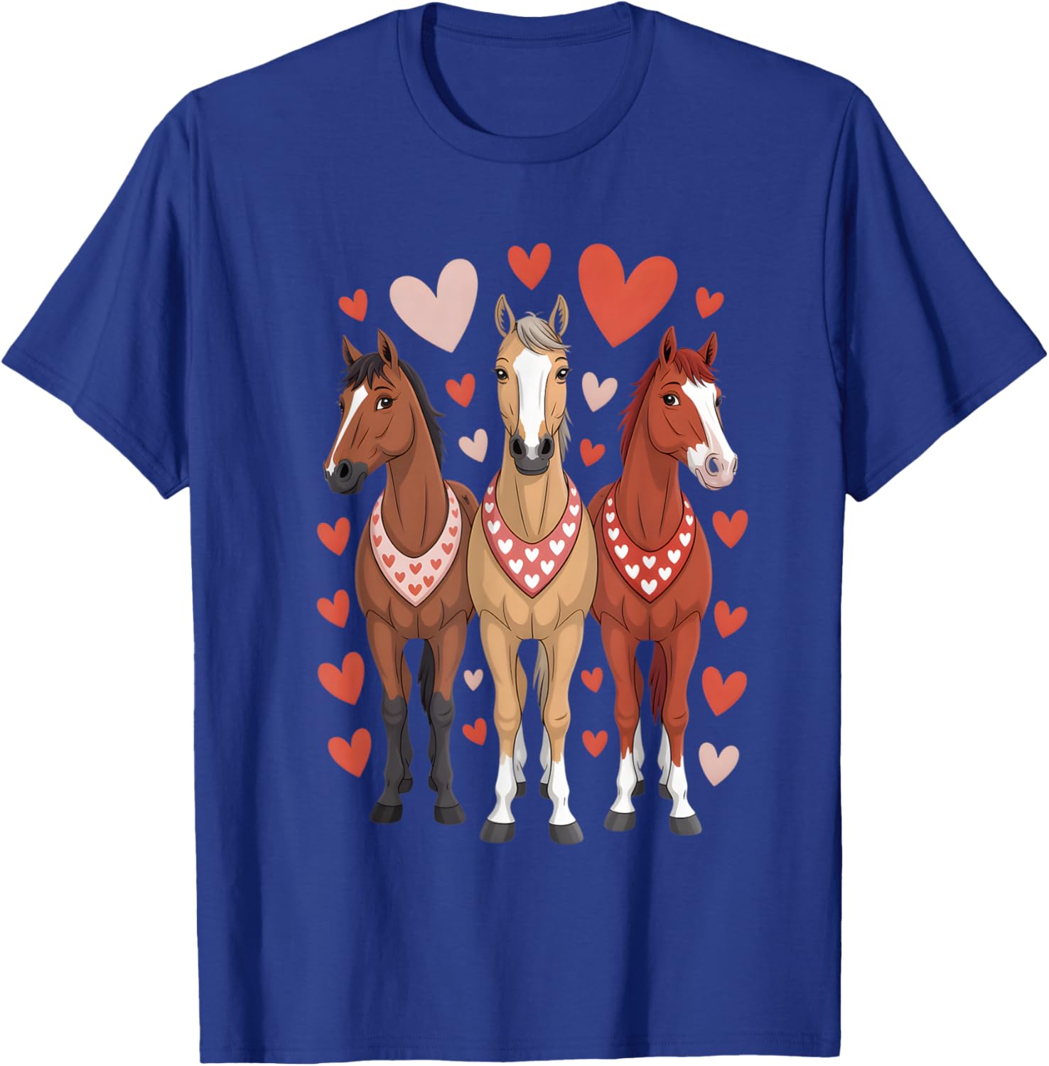 Horses Hearts Equestrian Girls Valentines T-Shirt - T-Shirt | Royal