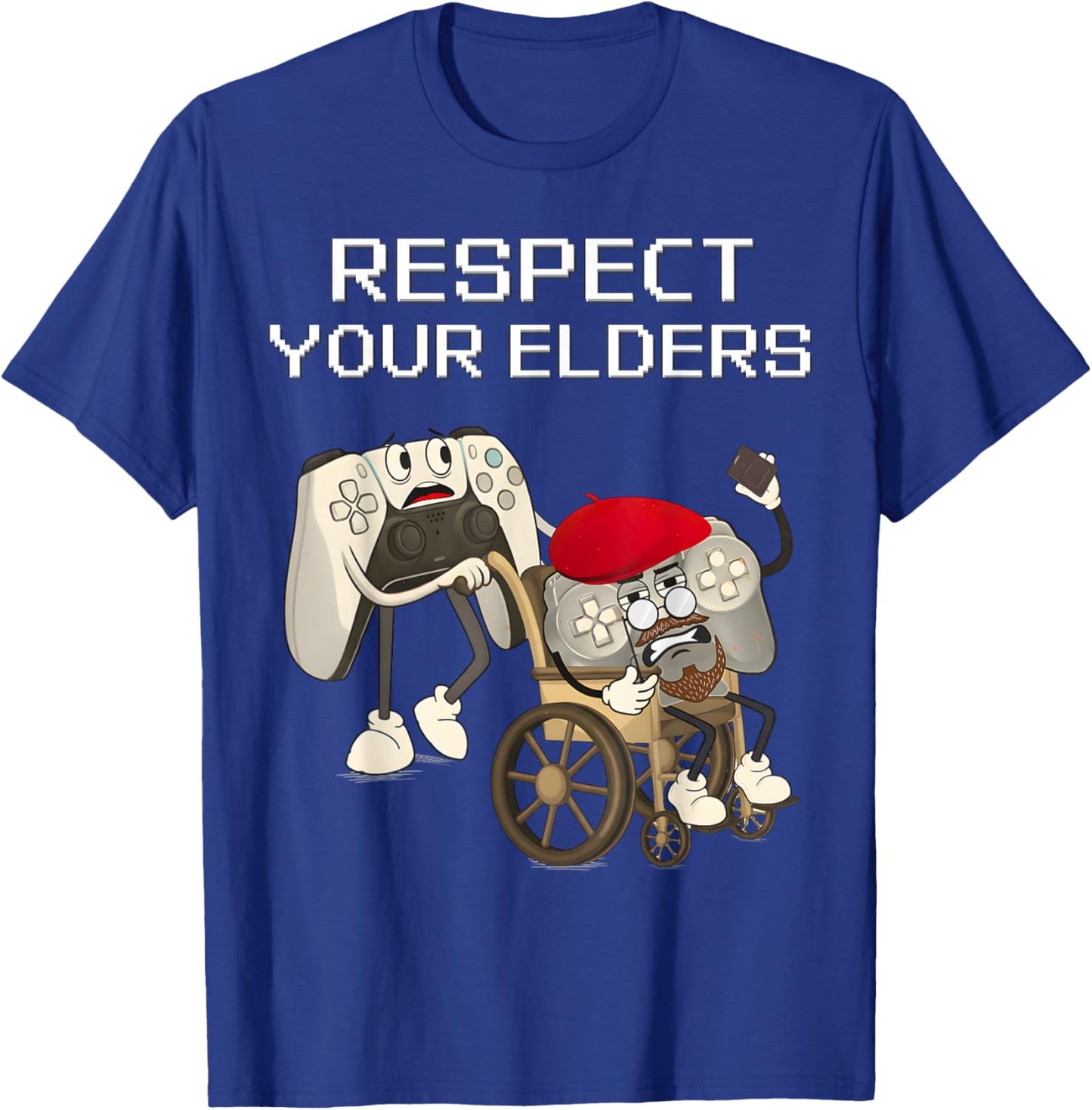 Respect Your Elders Gaming Control Retro Funny Gamer T-Shirt - T-Shirt | Royal
