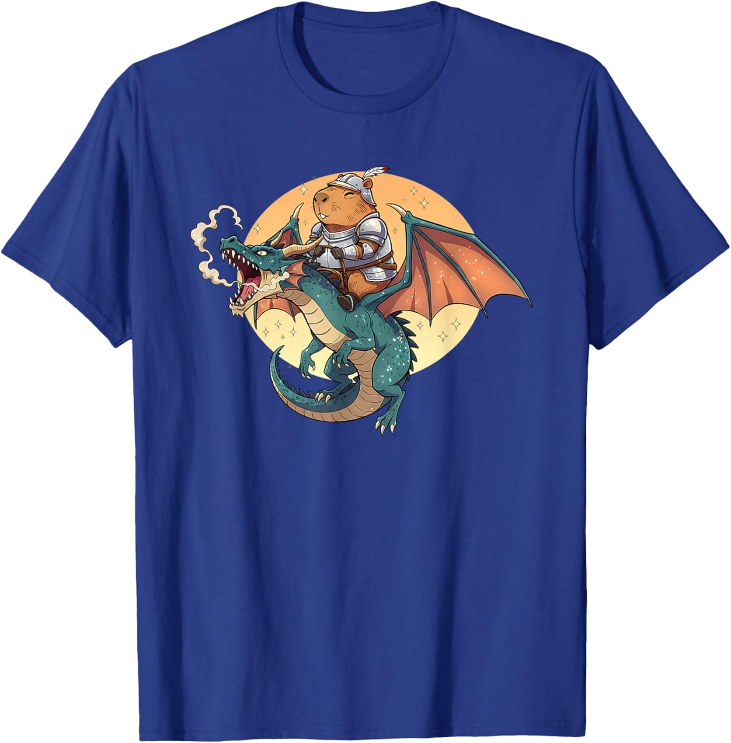 Capybara Knight Riding Dragon Medieval Ren Faire Graphic T-Shirt - T-Shirt | Royal
