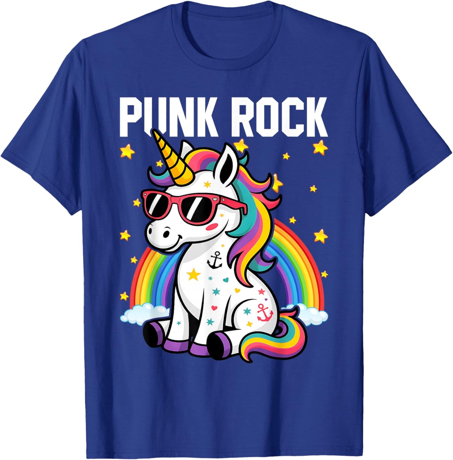 Punk Rock Cute Unicorn Music Rocker Toddler Girls Kids Women T-Shirt - T-Shirt | Royal