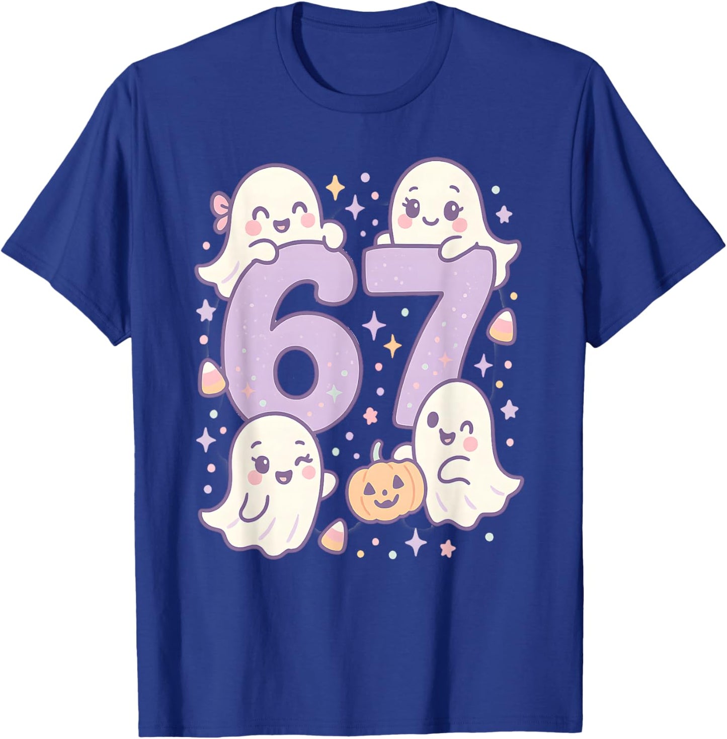 67 Halloween Girls Ghost Six Seven 6 7 Brainrot Meme Kids T-Shirt - T-Shirt | Royal