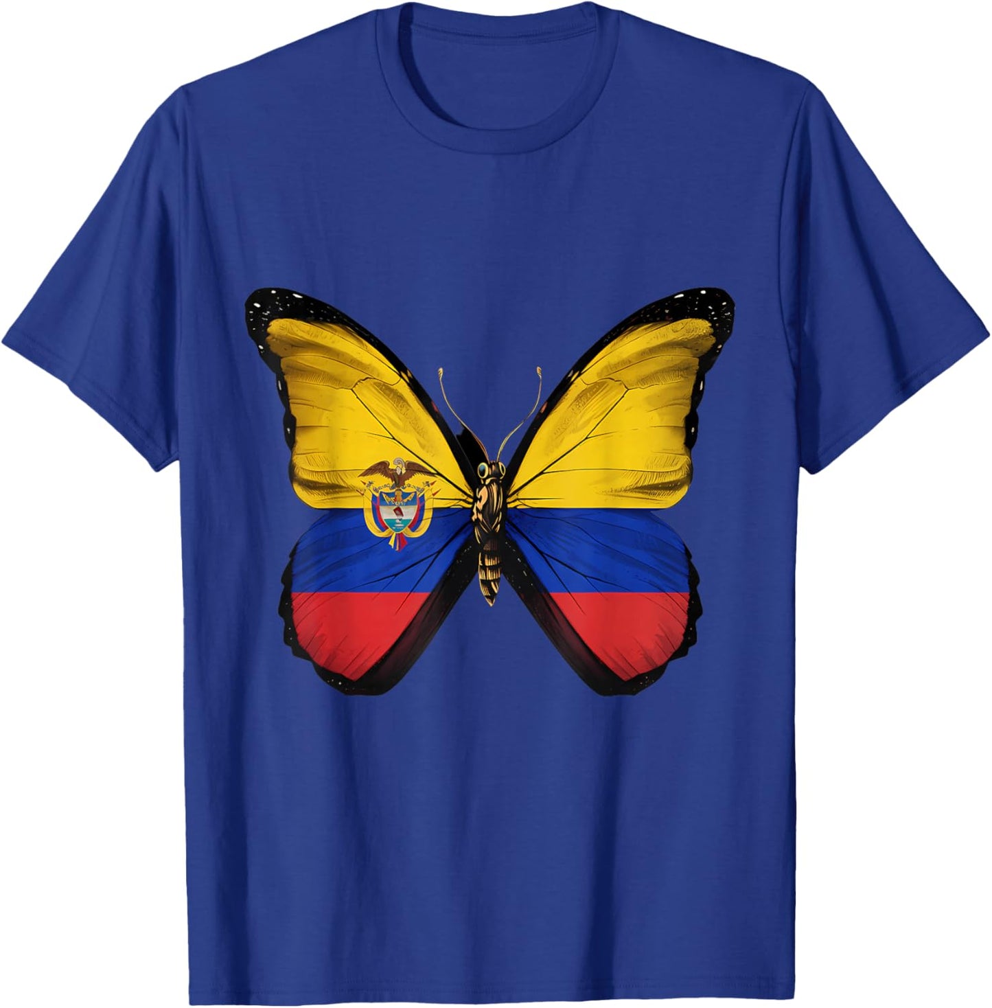 Colombia Flag Butterfly Colombian Roots Colombian Pride T-Shirt - T-Shirt | Royal