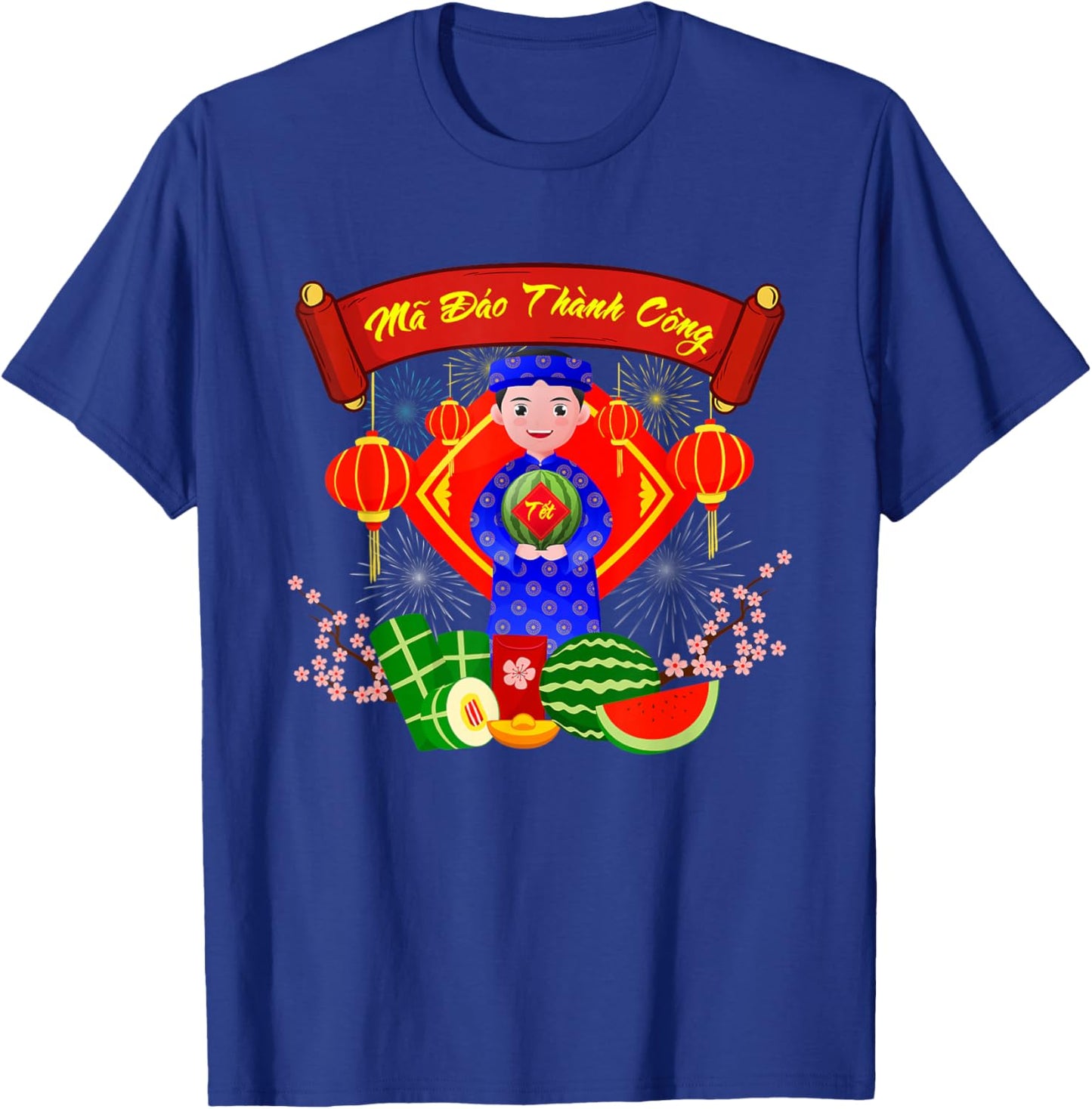 Chuc Mung NAM Moi Vietnamese New Year Decoration Ao Dai Girl T-Shirt - T-Shirt | Royal