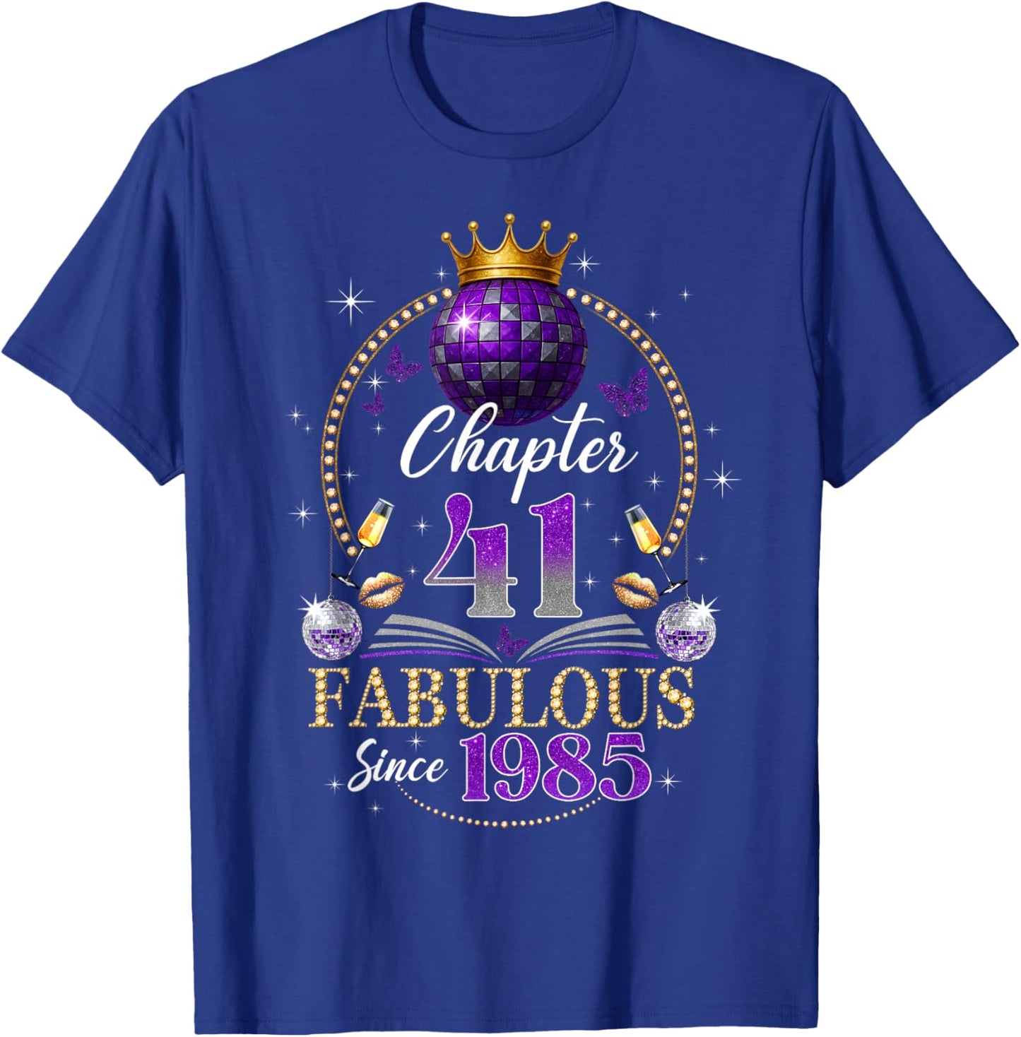 Chapter 41 Since 1985 Purple Disco Ball 41st Birthday Women T-Shirt - T-Shirt | Royal