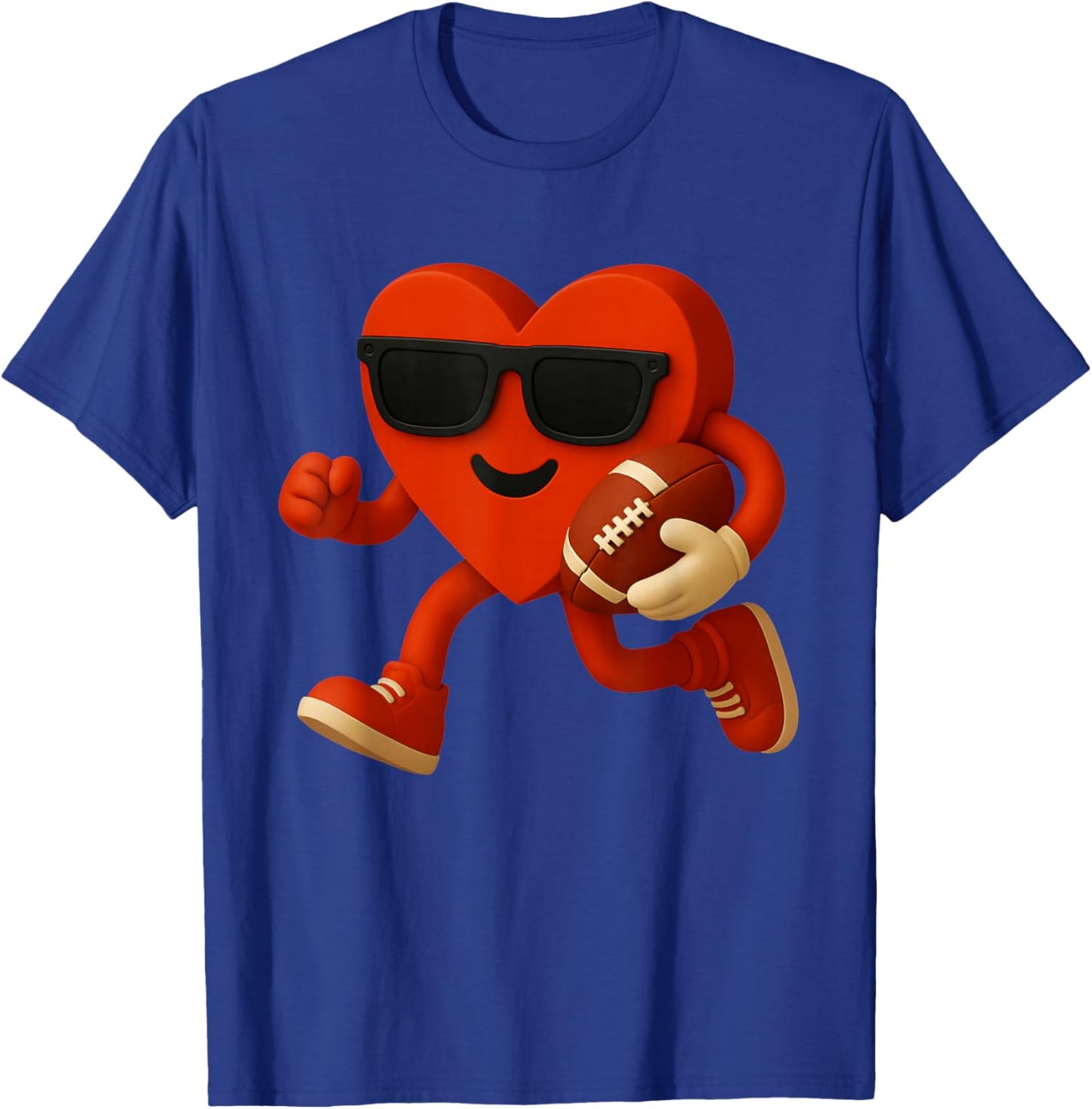 Football Valentines Day Cute Funny Heart Boys Girls Kids T-Shirt - T-Shirt | Royal