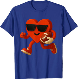 Football Valentines Day Cute Funny Heart Boys Girls Kids T-Shirt - T-Shirt | Royal