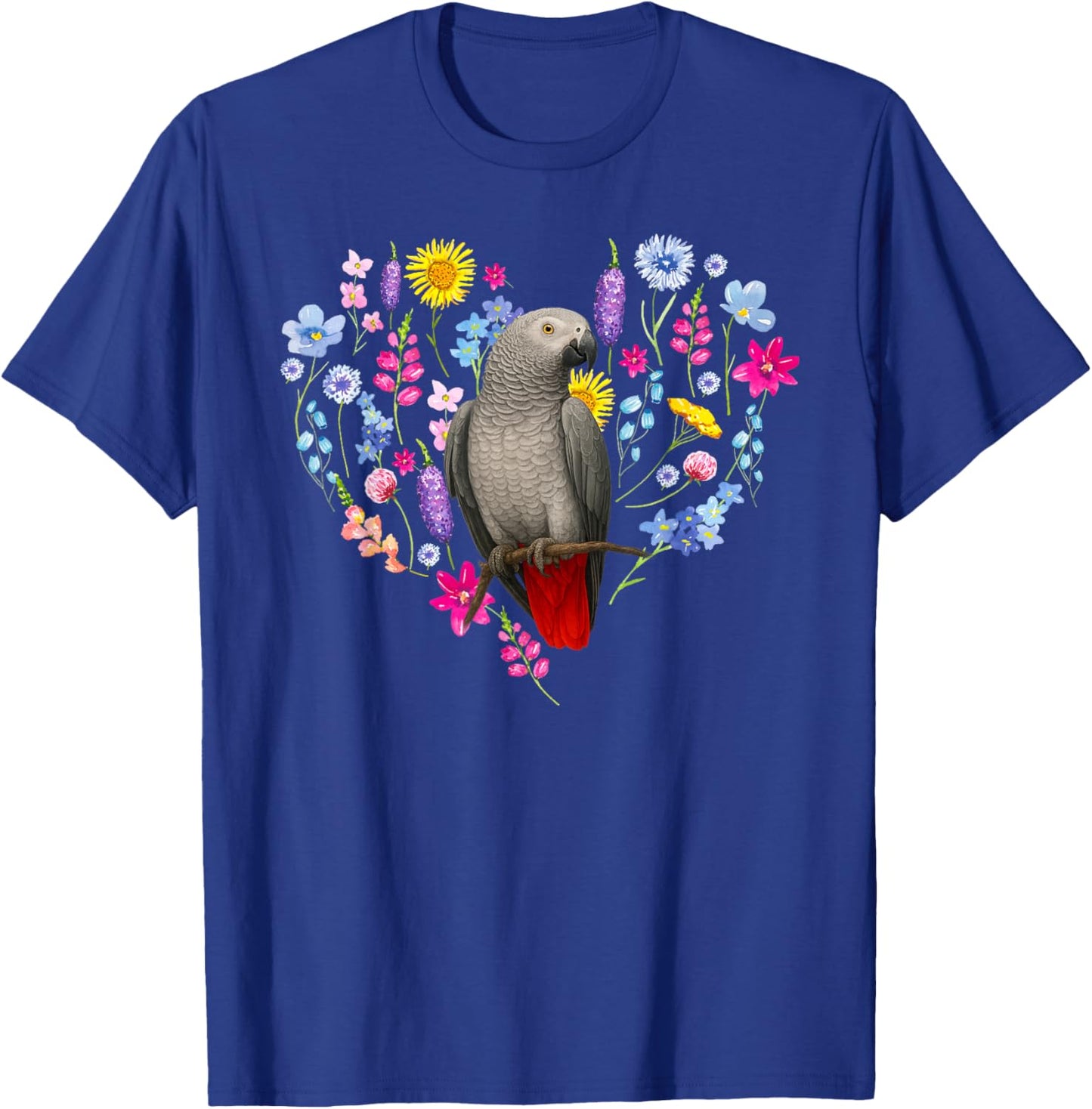 African Grey Owner Flowers African Grey Parrot Lover T-Shirt - T-Shirt | Royal