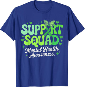 Support Squad Mental Health Awareness Green Ribbon T-Shirt - T-Shirt | Royal