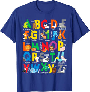 Zoo Animal Alphabet ABCs Learning Letters Boys Girls T-Shirt - T-Shirt | Royal