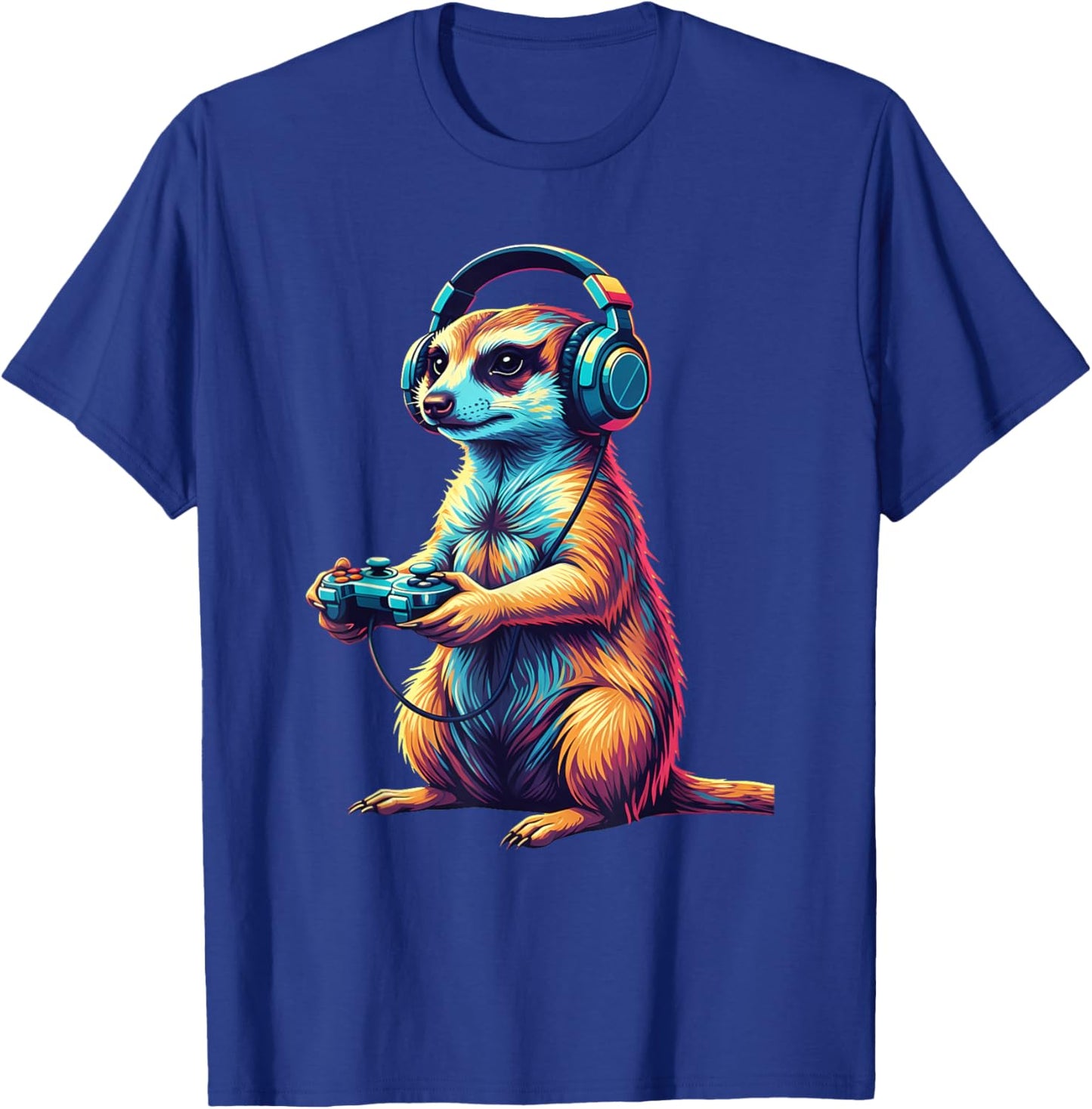 Meerkat Gaming Animal Video Games Funny Meerkat T-Shirt - T-Shirt | Royal