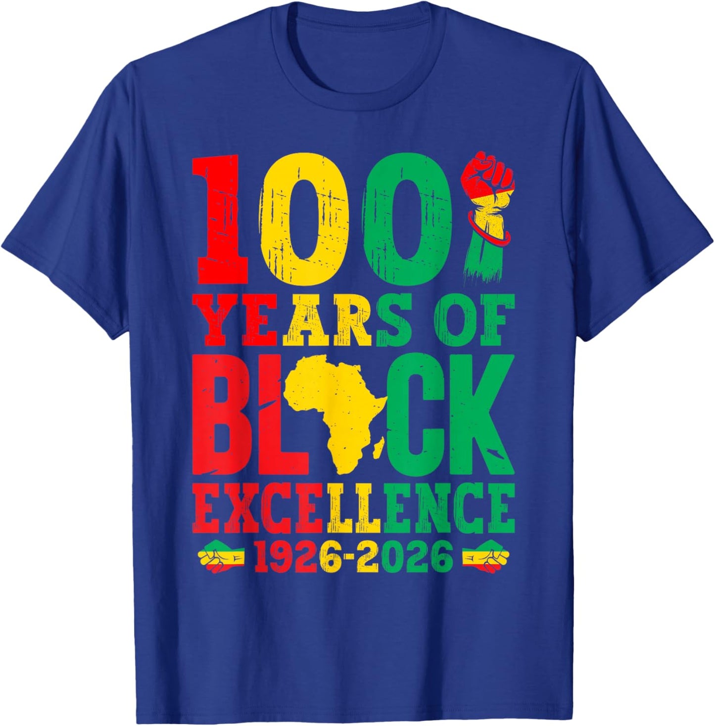 100 Years of Black Excellence Black History Month Centennial T-Shirt - T-Shirt | Royal