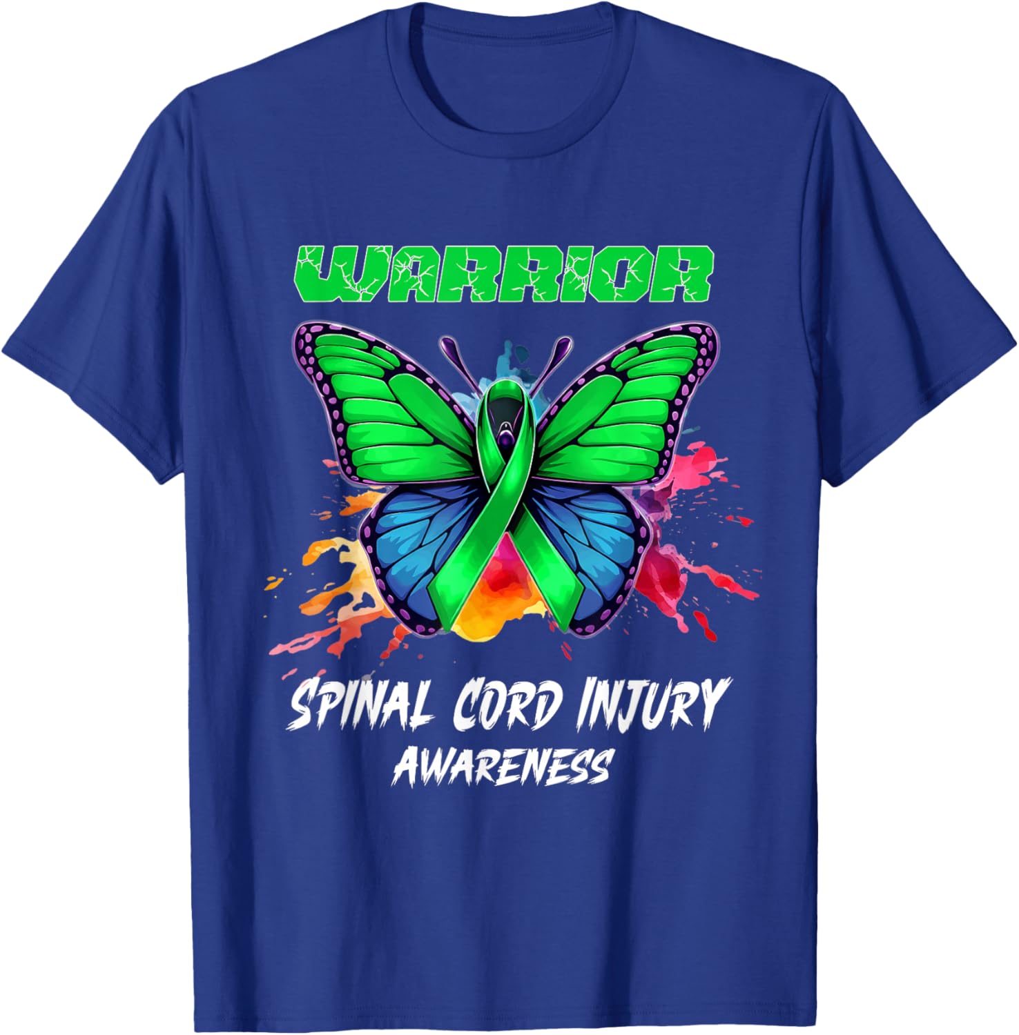 Colorful Butterfly Spinal Cord Injury Awareness T-Shirt - T-Shirt | Royal