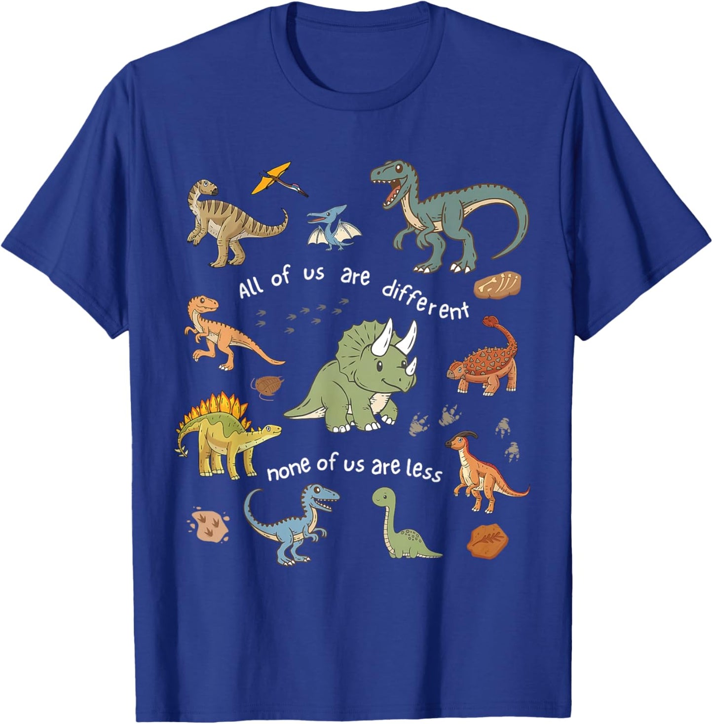 All of Us are Different None of Us are Less Dinosaur Autism T-Shirt - T-Shirt | Royal