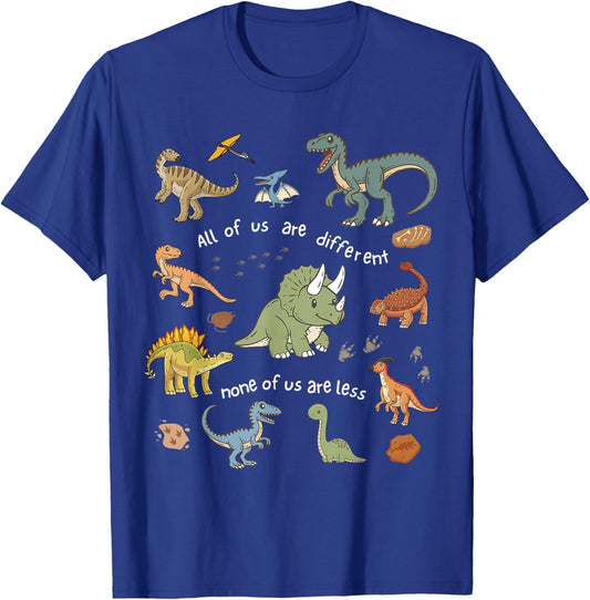 All of Us are Different None of Us are Less Dinosaur Autism T-Shirt - T-Shirt | Royal