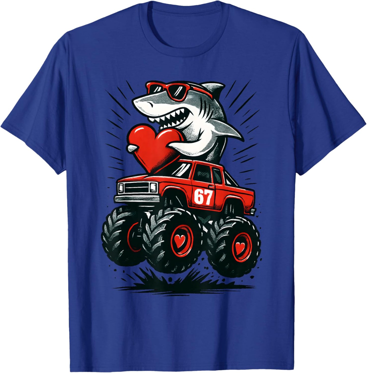 Valentines Day 6 7 Sharks 67 Meme Truck Funny 6-7 Boys T-Shirt - T-Shirt | Royal