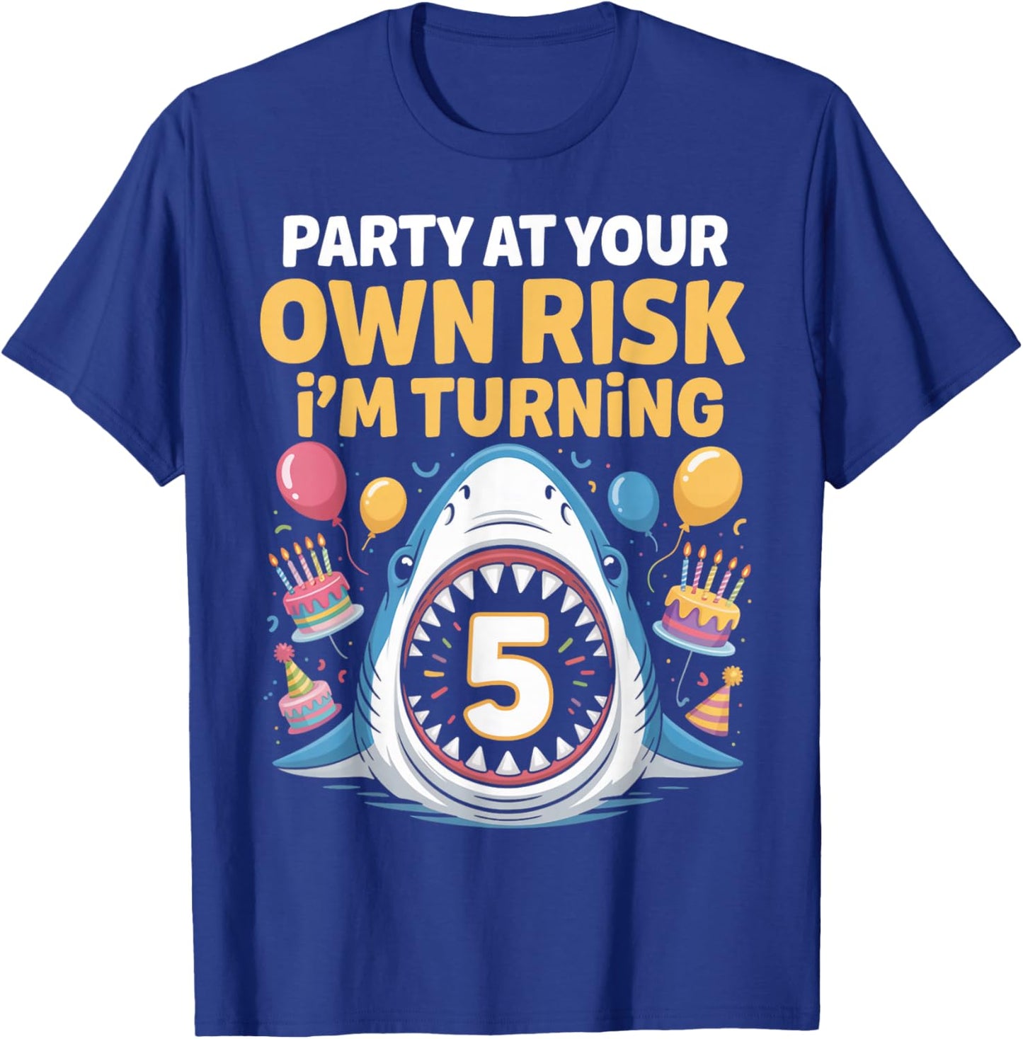 I'm Turning 5 Shark Birthday Party 5th Years Old Shark T-Shirt - T-Shirt | Royal